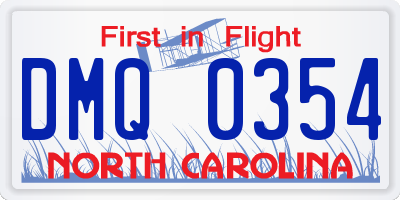 NC license plate DMQ0354