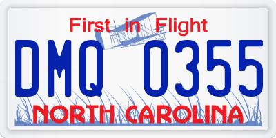 NC license plate DMQ0355