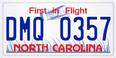 NC license plate DMQ0357