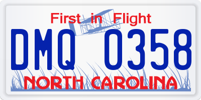 NC license plate DMQ0358