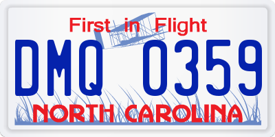 NC license plate DMQ0359