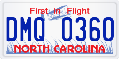 NC license plate DMQ0360