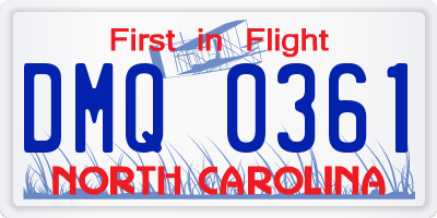 NC license plate DMQ0361