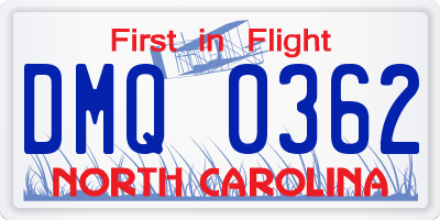 NC license plate DMQ0362