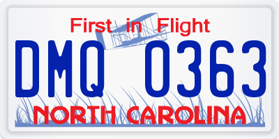 NC license plate DMQ0363