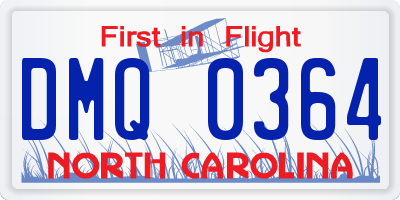 NC license plate DMQ0364