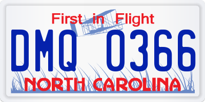 NC license plate DMQ0366