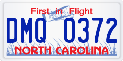 NC license plate DMQ0372