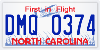 NC license plate DMQ0374