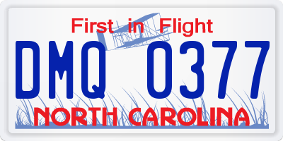 NC license plate DMQ0377