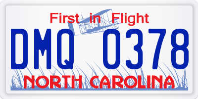 NC license plate DMQ0378