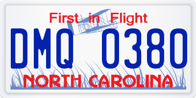 NC license plate DMQ0380