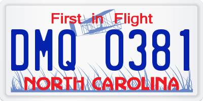 NC license plate DMQ0381