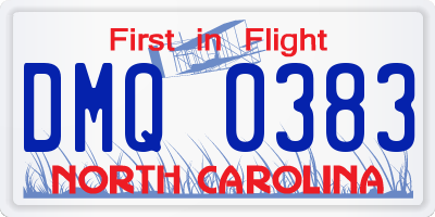 NC license plate DMQ0383