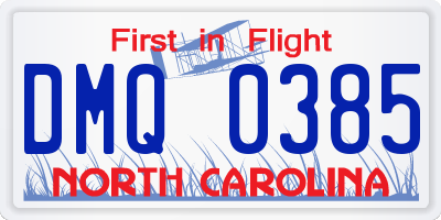 NC license plate DMQ0385