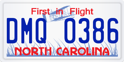 NC license plate DMQ0386