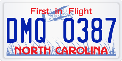 NC license plate DMQ0387