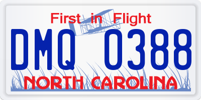 NC license plate DMQ0388