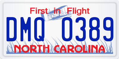 NC license plate DMQ0389