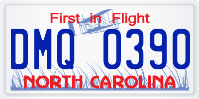 NC license plate DMQ0390