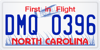 NC license plate DMQ0396