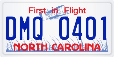 NC license plate DMQ0401