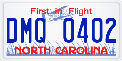 NC license plate DMQ0402