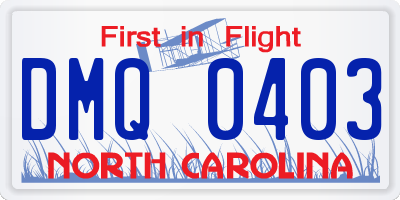 NC license plate DMQ0403