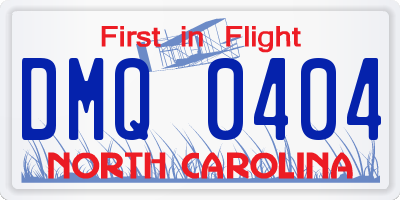 NC license plate DMQ0404