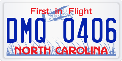 NC license plate DMQ0406