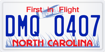 NC license plate DMQ0407