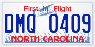 NC license plate DMQ0409