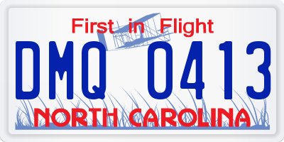 NC license plate DMQ0413