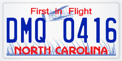 NC license plate DMQ0416