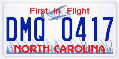 NC license plate DMQ0417