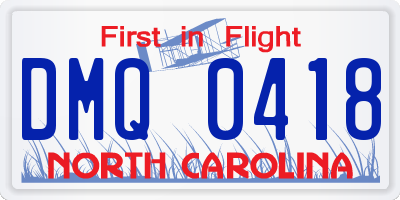 NC license plate DMQ0418