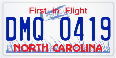 NC license plate DMQ0419