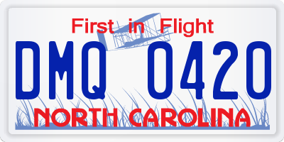 NC license plate DMQ0420