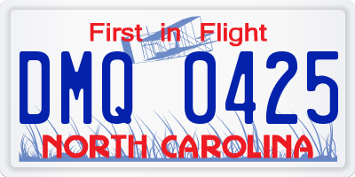 NC license plate DMQ0425