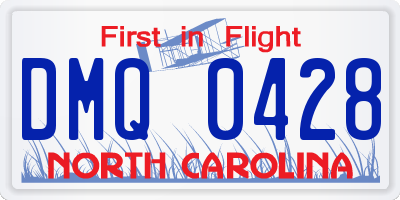 NC license plate DMQ0428