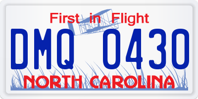 NC license plate DMQ0430