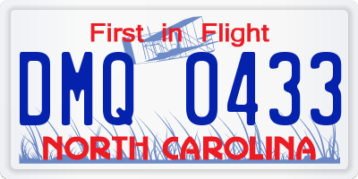 NC license plate DMQ0433