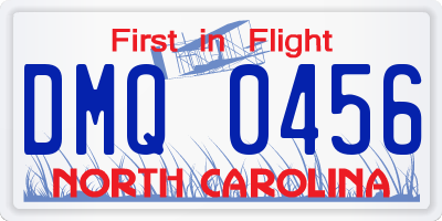 NC license plate DMQ0456