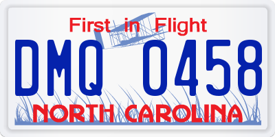 NC license plate DMQ0458