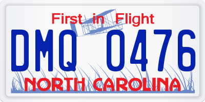 NC license plate DMQ0476