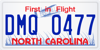 NC license plate DMQ0477