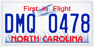 NC license plate DMQ0478