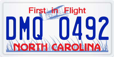 NC license plate DMQ0492