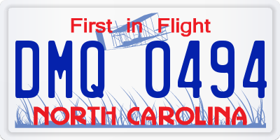 NC license plate DMQ0494