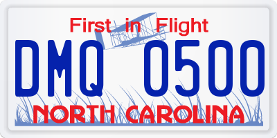 NC license plate DMQ0500